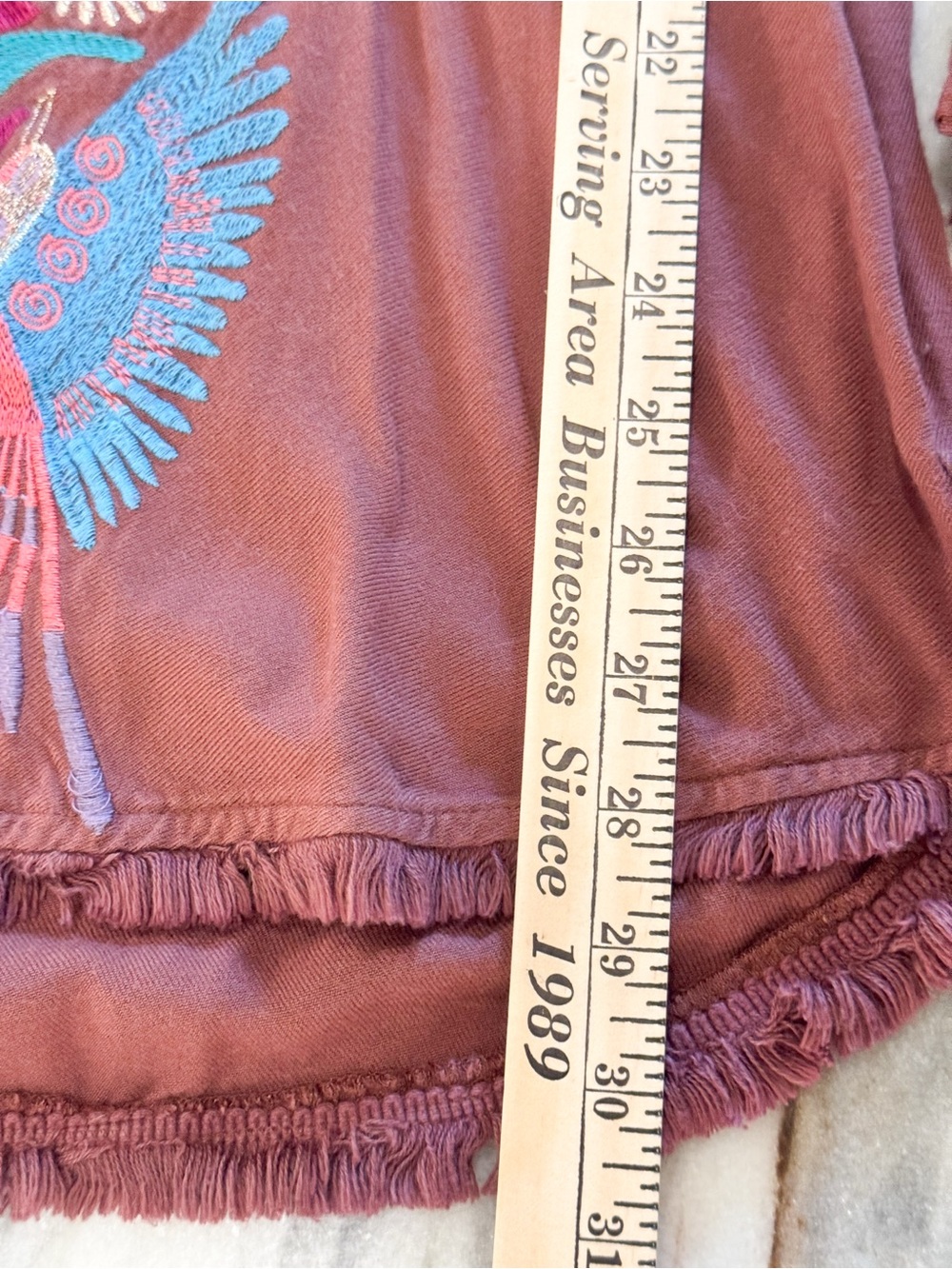 Judith March Rust Embroidered V-Neck Tunic with Multicolor Bird Motif - Picture 5 of 7